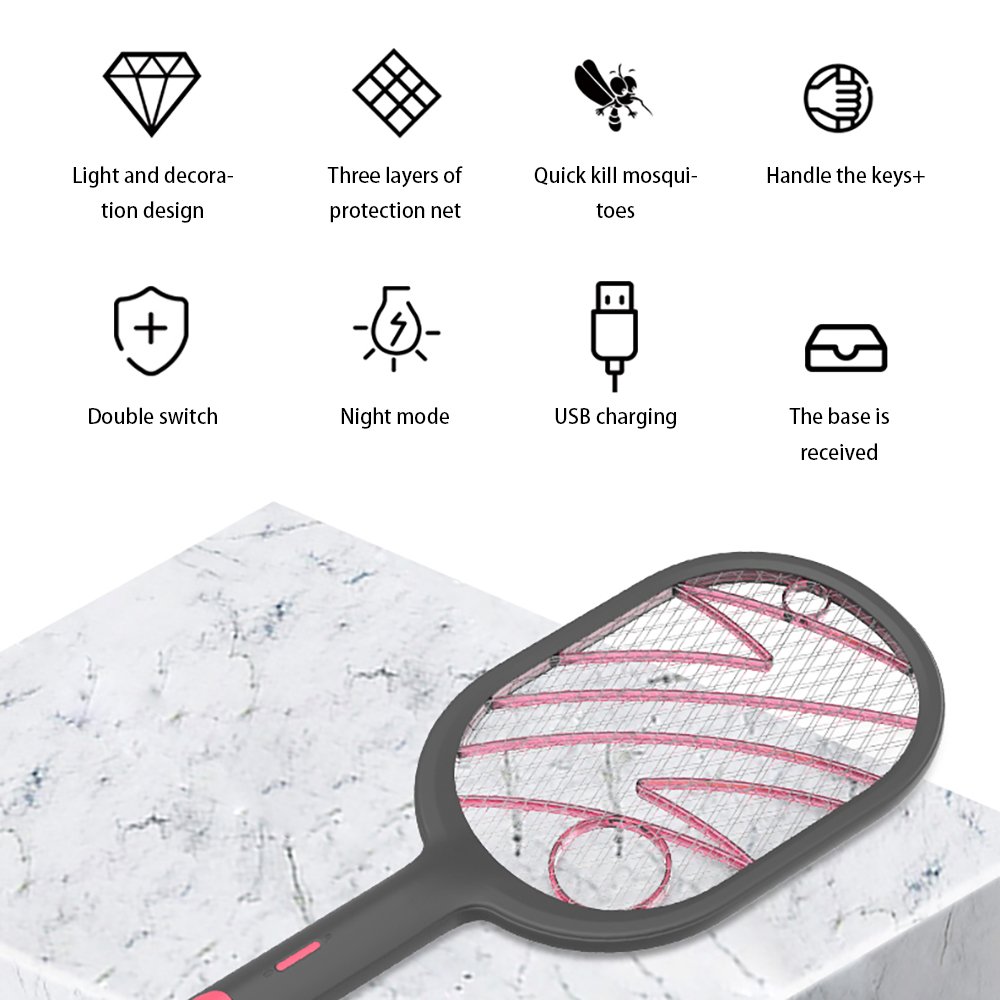 极速Hot Sale 3000V Electric Insect Racket Swatter Zapper USB-图2