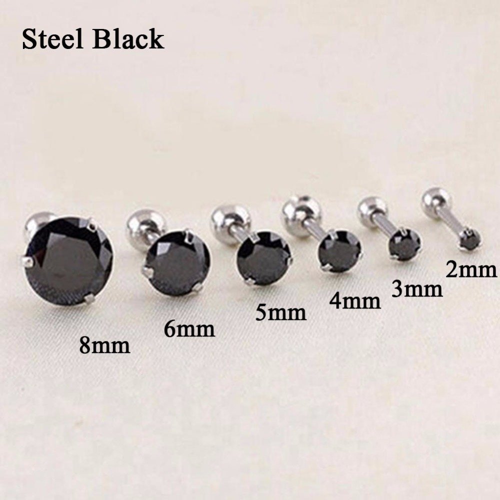 推荐2PCs Fashion CZ 3 Prong Tragus Cartilage Stainless Steel-图2