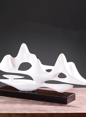 新中式禅意假山摆件客厅玄关电视柜样板房办公室桌面软装饰品摆设