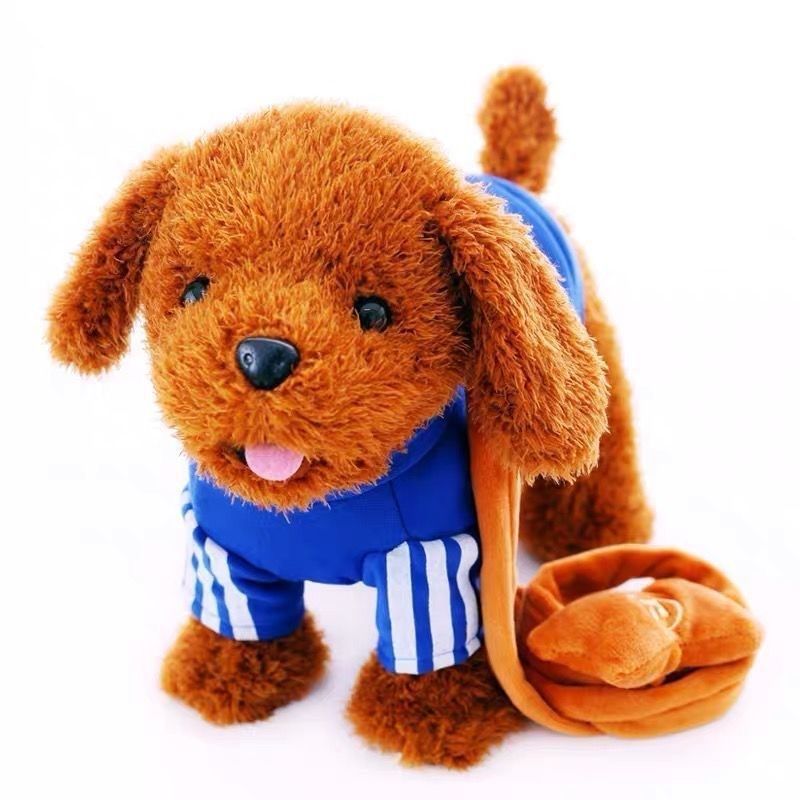 Lm儿童电动牵绳毛绒泰迪玩具狗会走路唱歌讲故事可调W音量仿真机,淘宝优惠券,粉丝福利购,淘宝优惠卷