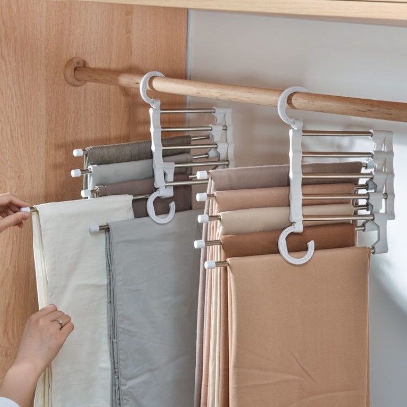 新品torage Shelf Closet Organizer Stainless Steel Clothes Ha - 图1