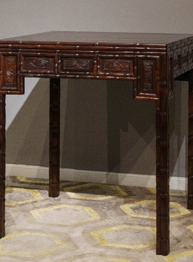 二十世纪 红木竹节工棋桌中式古典家俱收藏老家X俱实木文房桌