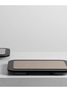 现代简约皮革木质几何托盘收纳样板房客厅茶几组合套件软装饰品