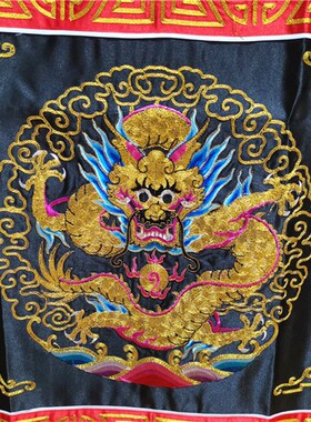 现货道桌围小盘龙金线黑色桌围法坛案布桌K裙精品刺绣黑色盘龙坛