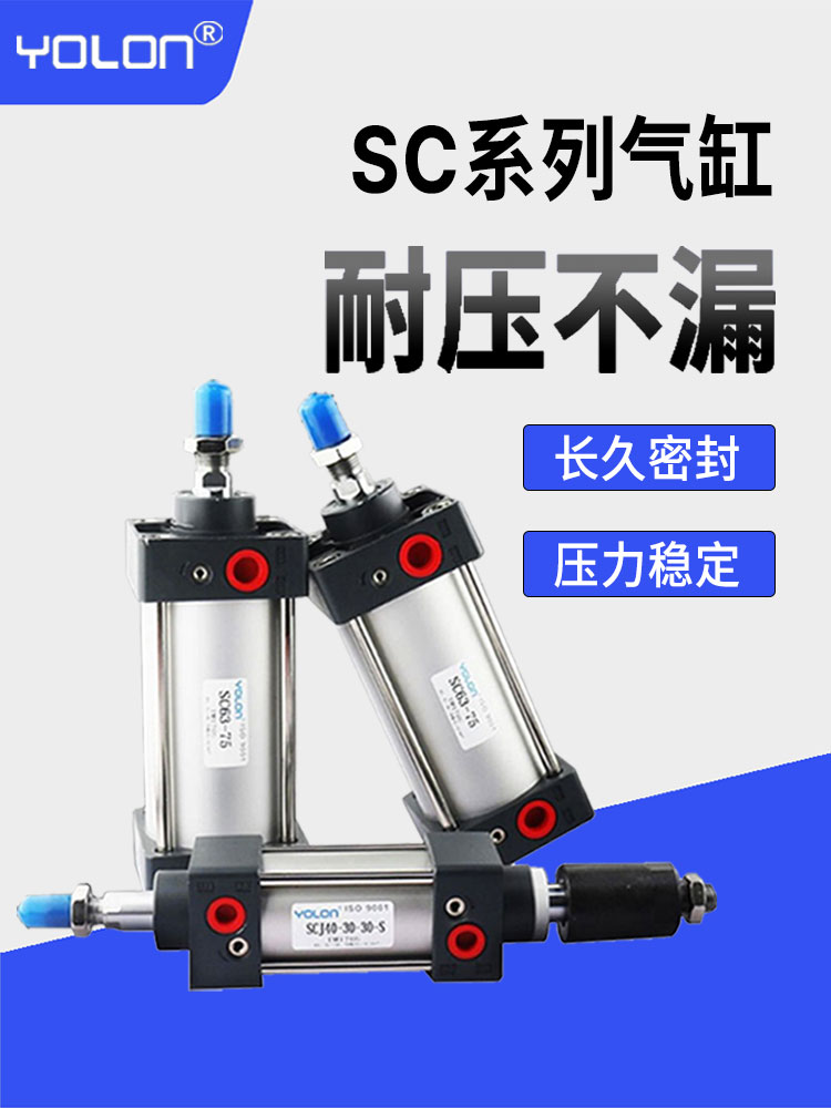 新款SC标准气缸活塞伸缩长行程小型气动双出轴双向可调大推力3250 - 图0