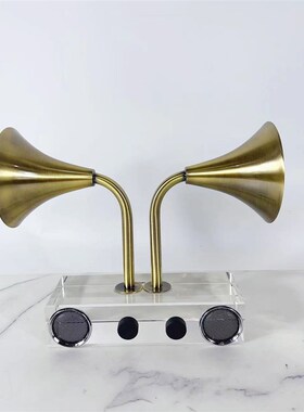 简约现代透明弧形留声机水晶摆件样板M间客厅玄关桌面装饰品