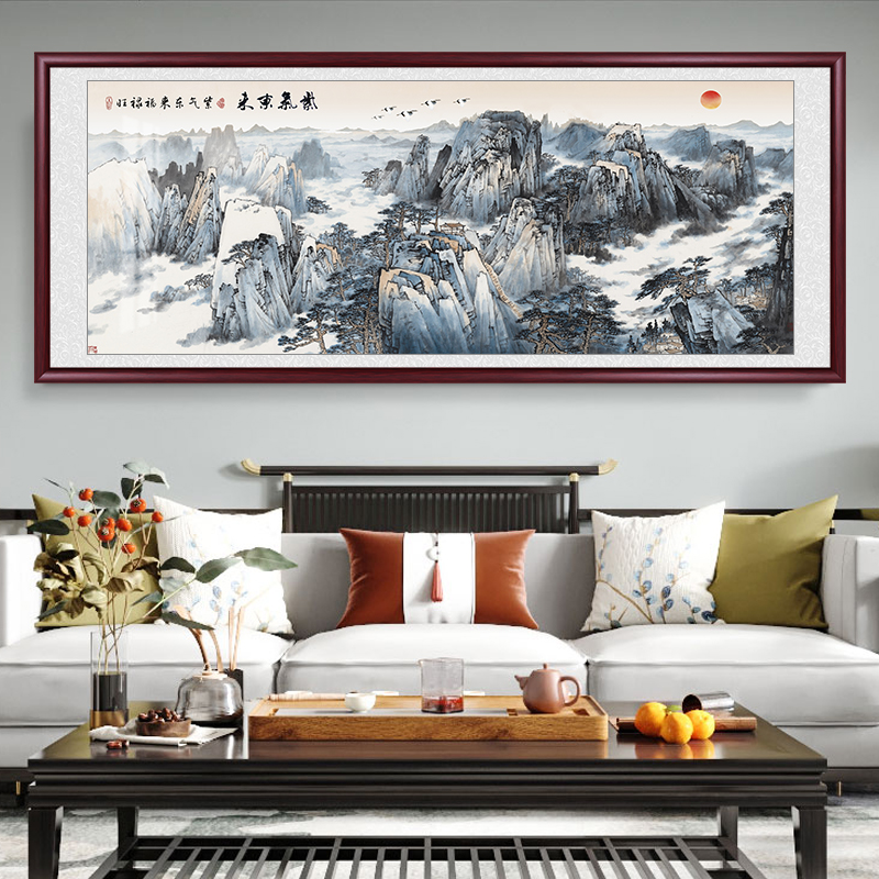 新款紫气东来山水画客厅挂画办公室装饰画中式国画沙发背景墙风景 - 图0