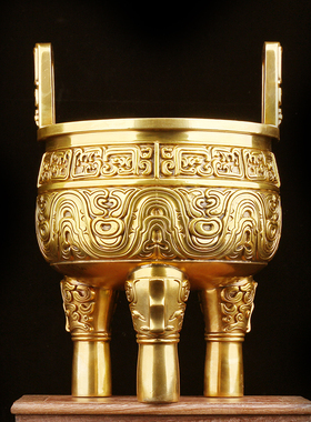 纯铜鼎落地摆件三足香炉特大号家用供奉佛具用品商务礼品开业贺礼