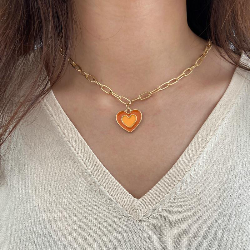 推荐Fashion Heart Necklace women double layer Love Pendant项 - 图0