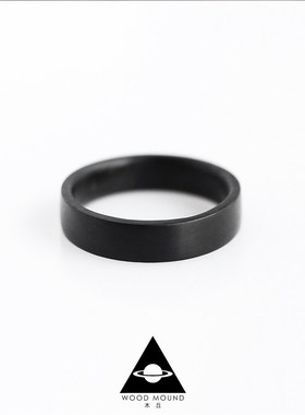 木丘 乌木黑檀木戒指男女戒指简约刻字情侣尾戒指环