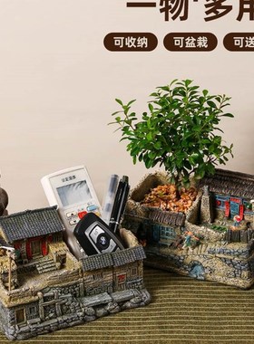 中国风小盆景摆件办公室内客厅花架装饰品解压桌面苔藓微景观造景