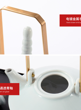 新中式陶瓷茶具套装摆件茶盘摆z设茶几客厅样板房茶室办公室装饰