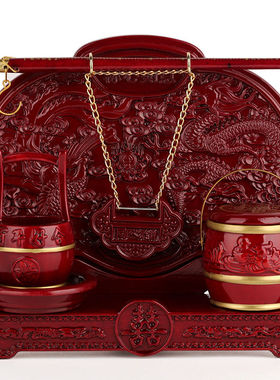 红木子孙桶三件套高档送礼创意 B实木质结婚礼物新婚摆件婚庆礼品