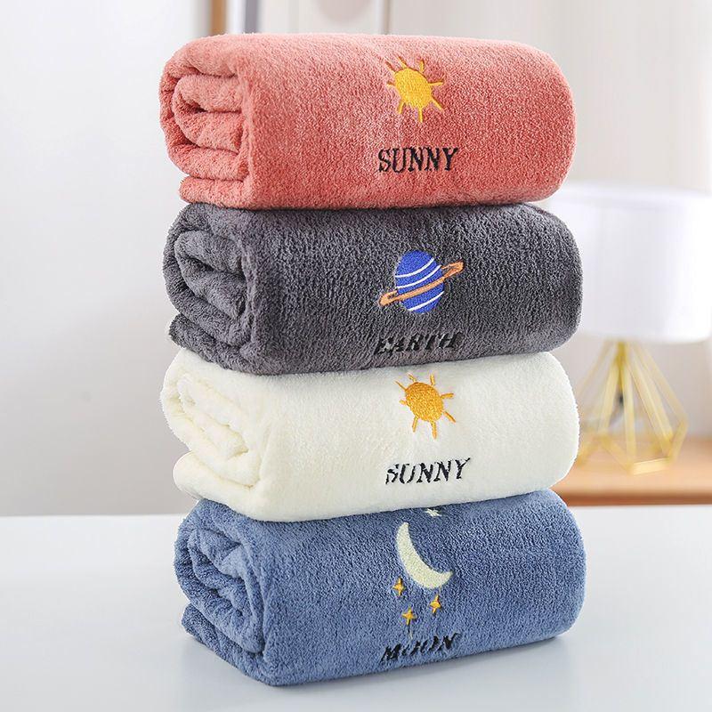 速发70x140cm Bath Towel Large Cotton Absorbs Embroidery Soft - 图3