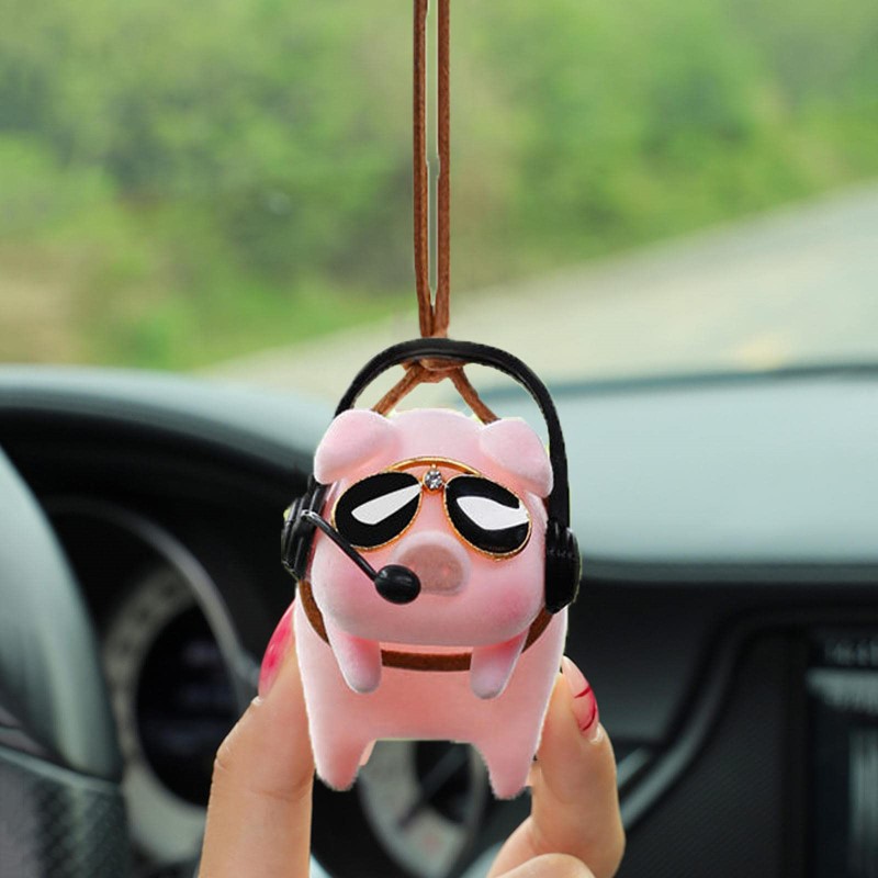 推荐Cute Pig Car Rearview Mirror Pendant Swing Pig Car Hangi - 图1