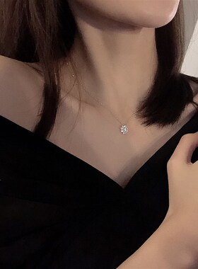 工厂销太阳花925纯银项链女 小众轻奢高级感花Q型锁骨链冷淡风送