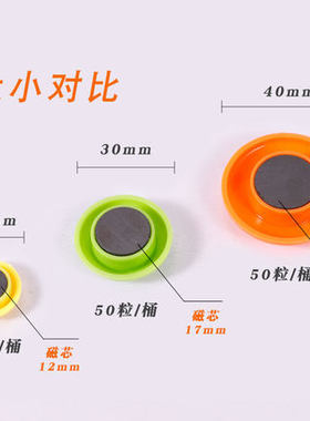 圆形彩色磁粒白板数字吸铁石可爱办公教学用具磁力笑脸黑板上磁粒