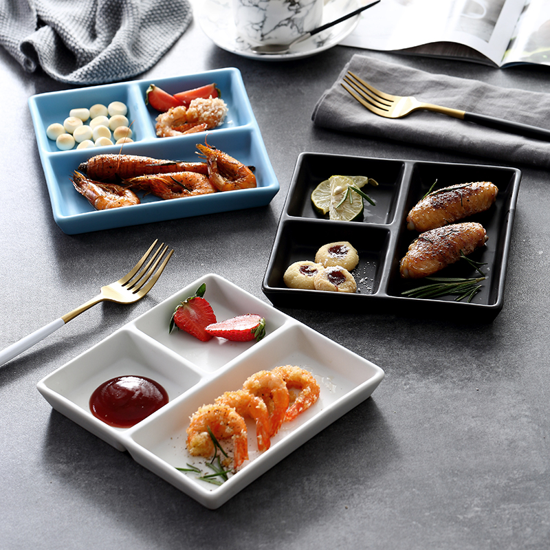 cs Sodied Ceramic Plate Diviled Dinner Tray LCnch uontain - 图2