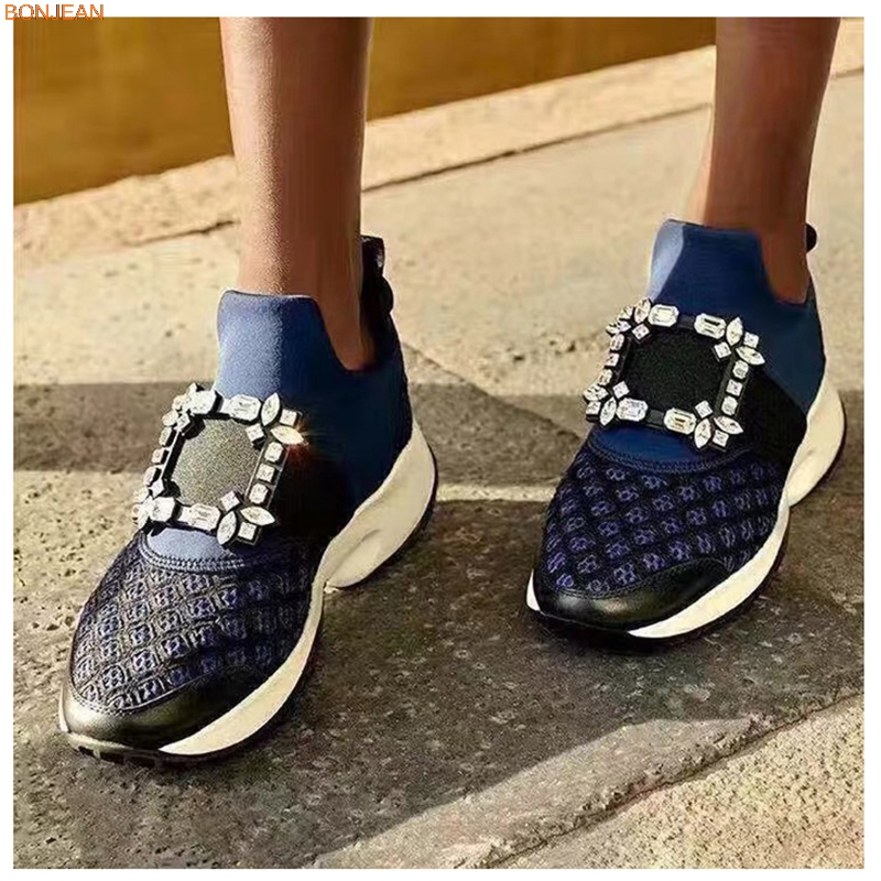 速发New Mesh Crystal Trainers Creeper Sneakers Fashion Women - 图0