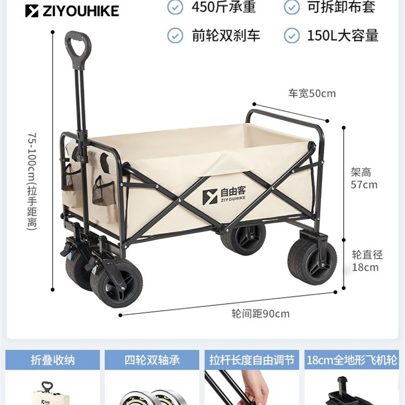 露营推车b折叠营地车户外野餐推车野营手推车超大餐车儿童桌板-图1