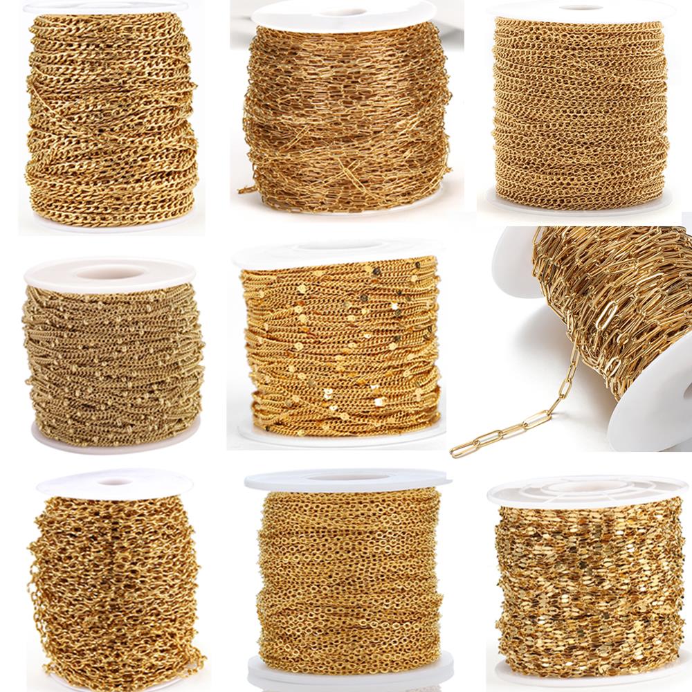 推荐2Meters Stainless Steel Link Cable Gold Chains for DIY J - 图0