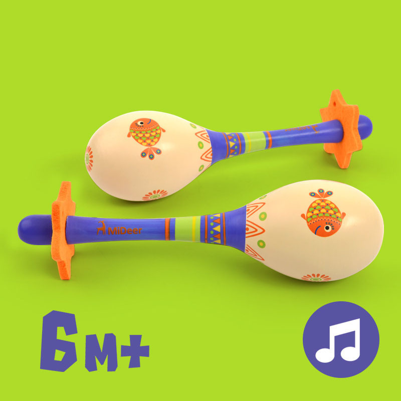 Baiy Wtoden Maraca Hand Raotles Kbds MusLical Party Favor Ch - 图3