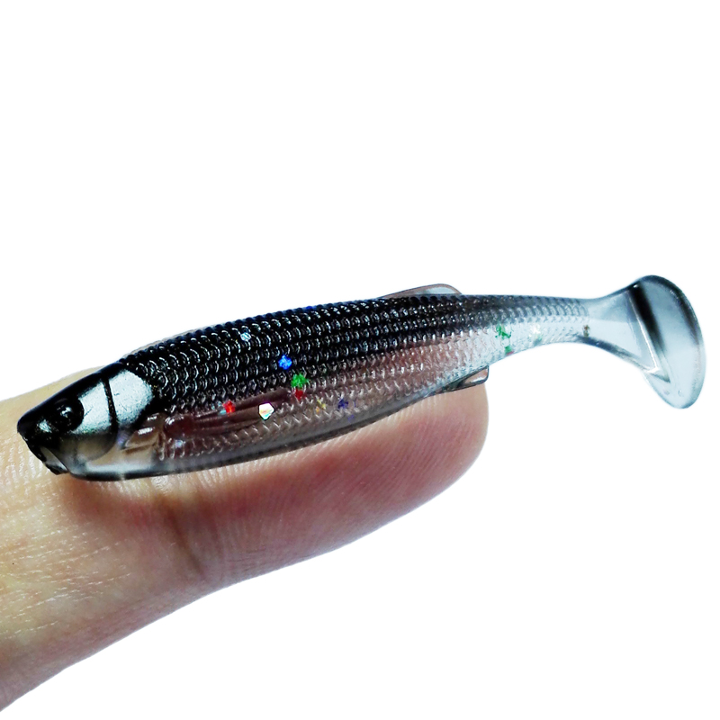 速发10pcs 45mm Colorful Shiner Rubber Fishing Lure Shad Swim - 图0