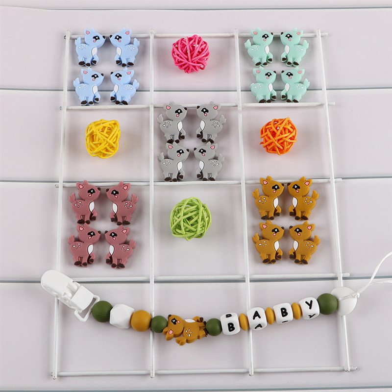 极速Kovict 10Pcs  Sika Deer Shape Silicone Beads Baby Molar - 图0