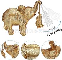 Cross Border Gold Elephant Shake Large Basket Resin Gold Elephant Small Elephant Family Residence Decorative design Furnishing Pendulum