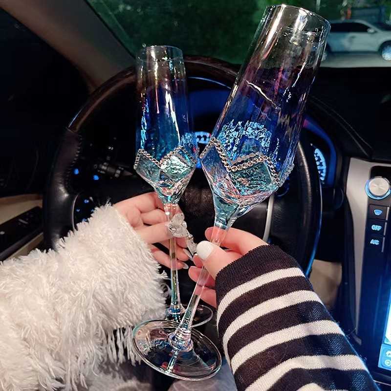 速发Crystal Dazzle Diamond pattern Wine glass Champagne glas