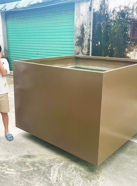 户外玻璃钢花盆种树花坛露台大花池楼顶花槽白色花器成品花园花箱