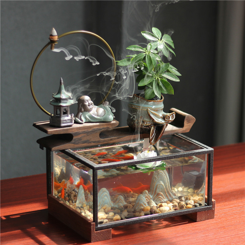 推荐Zen Chinese Ceramic Water Fountain Feng Shui Lucky Home