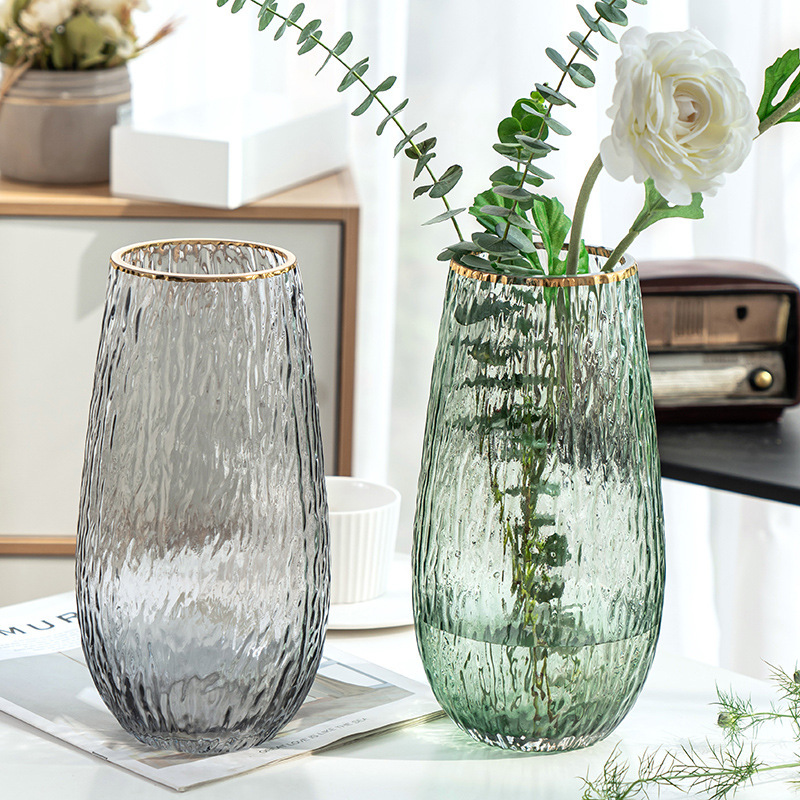 Creativ  hammer patternSggold-painFted glass vase lar eeorna - 图0