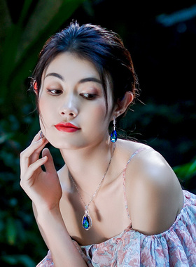 北望纯银饰品天使泪水晶项链简约百搭吊坠时尚短款锁骨链新款配饰