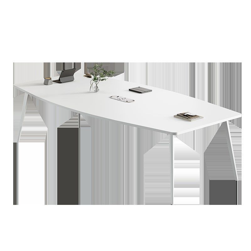 议会桌长桌e简约现代小谈办公桌椭圆接待会议室桌椅组合白色洽型