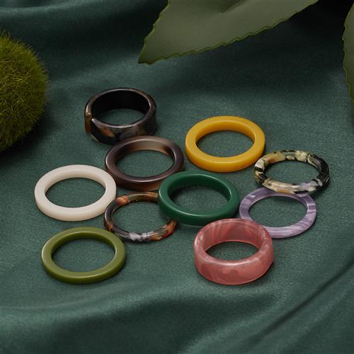 极速New Korea Aesthetic Colourful Resin Acrylic Rings Set fo - 图0