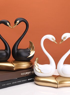 中式情侣天鹅酒店别墅家居客厅电视柜办公室桌玄关摆件婚庆送礼品