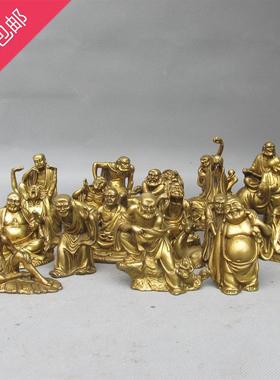 工艺铜器纯铜十八罗汉大号铜像佛像罗汉像一套十八铜人o桌面摆件