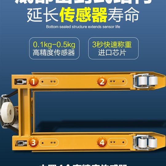 称重液压带托盘2吨地手动3吨电子带搬运车流地磅秤仓储牛叉车秤物