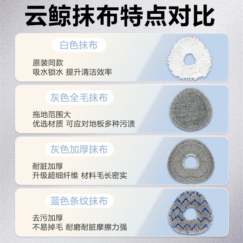 适配云鲸扫地机器人J1/J2/Jz3拖布清洁替换抹布擦地布滤网边刷配