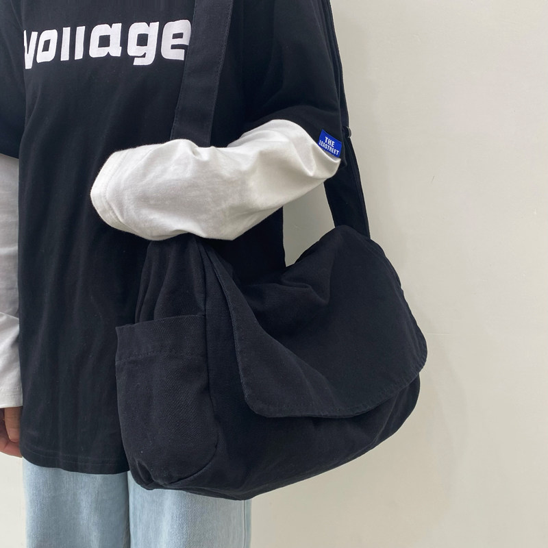 日系水洗帆布包慵懒风垂感斜挎包女文艺上课差包休闲单肩包男,淘宝优惠券,粉丝福利购,淘宝优惠卷