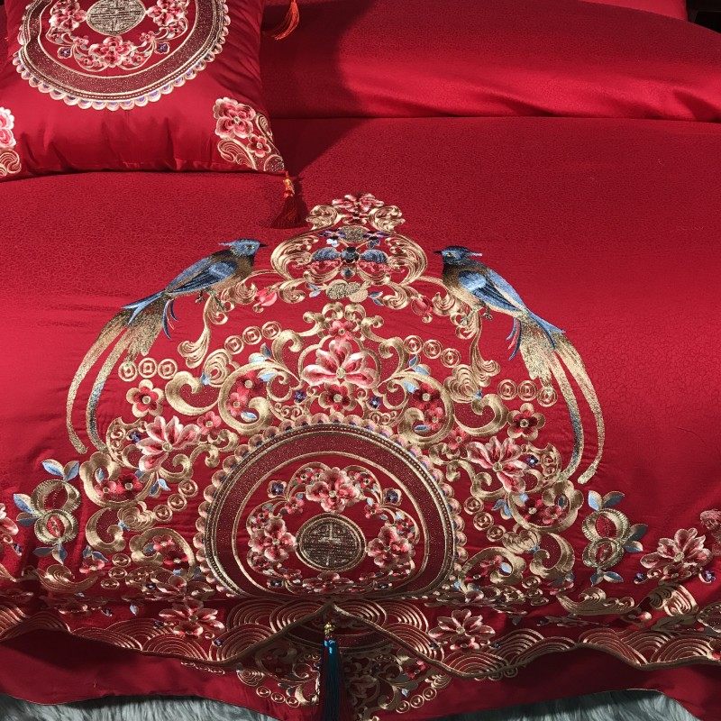 中国风喜被100支长绒棉婚庆十件套大红全棉结婚四六件套床上用品,淘宝优惠券,粉丝福利购,淘宝优惠卷