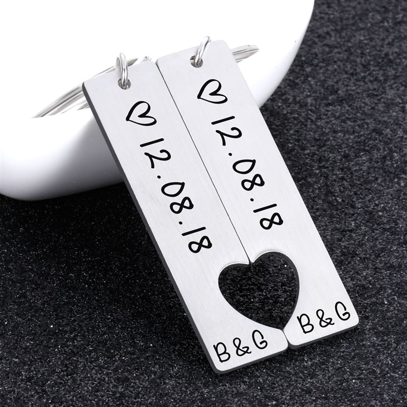 速发Customized Couples Keychain Boyfriend Girlfriend Keyring - 图1