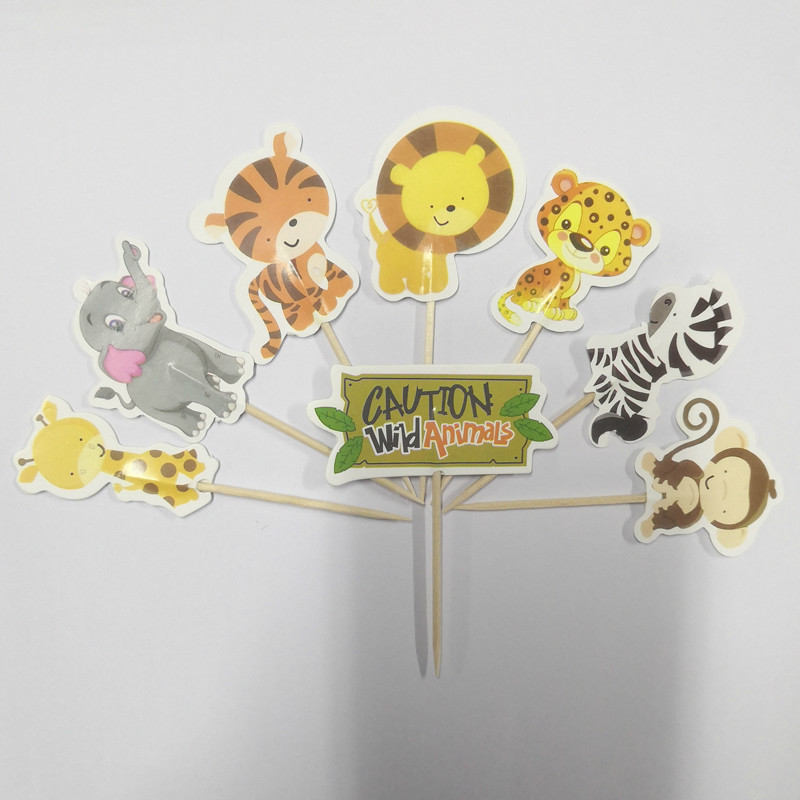 推荐24pcs Safari Jungle Party Animal Cupcake Toppers Picks - 图2