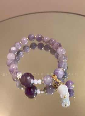 紫水晶铃兰花串珠手链女士2024新款高级感手饰森系夏天小清新手串