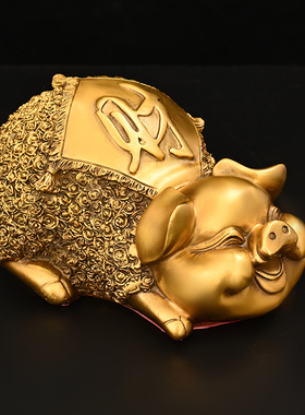 铜猪摆件纯铜财富对猪生肖猪金猪吉祥福猪客厅酒柜门店桌面装饰品
