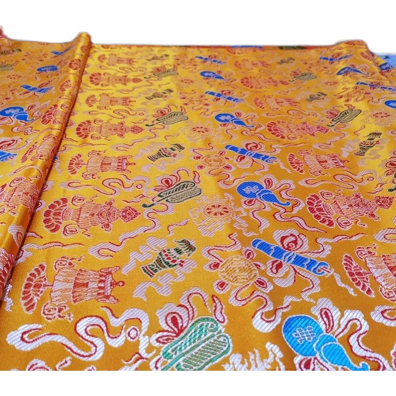藏式风格织锦提花布料面料佛堂用品佛台布背景布桌布八宝葫芦民族 - 图2