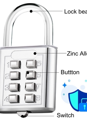 网红8 Digits Password Code Combination Padlock Zinc Alloy Su