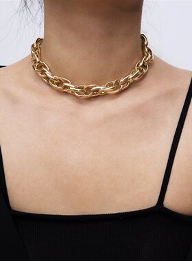 小众高货Punk Miami Cuban Choker Necklace Collar Statement Hi