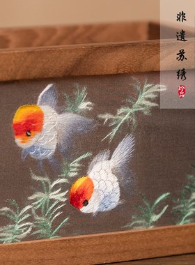 苏绣笔筒刺绣摆件新中式书房笔收纳盒中国风特色伴手礼送老师礼物